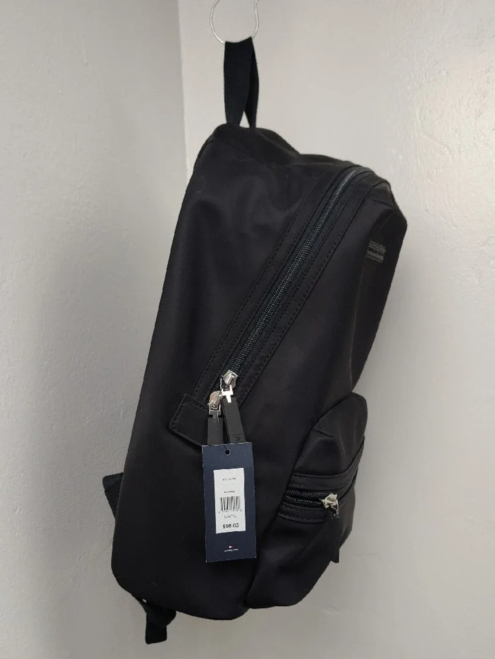 New Tommy Hilfiger Solid Black Everyday Backpack Classic Design School Bag